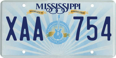 MS license plate XAA754