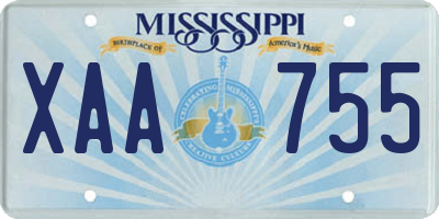 MS license plate XAA755