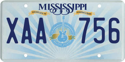 MS license plate XAA756