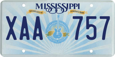 MS license plate XAA757