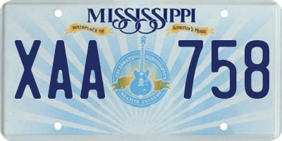 MS license plate XAA758