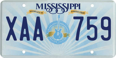 MS license plate XAA759