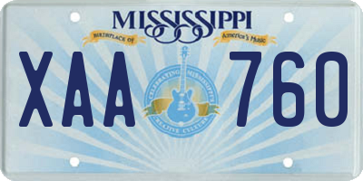 MS license plate XAA760