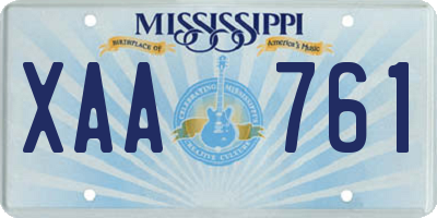 MS license plate XAA761