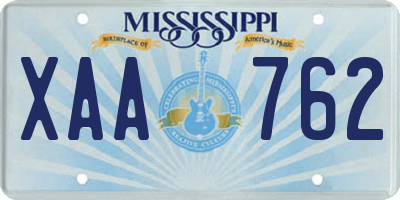 MS license plate XAA762
