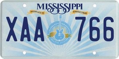 MS license plate XAA766
