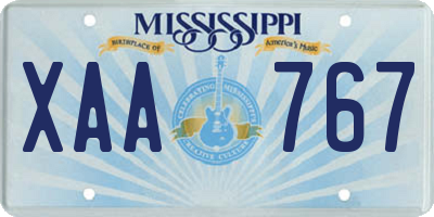MS license plate XAA767