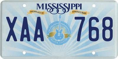 MS license plate XAA768