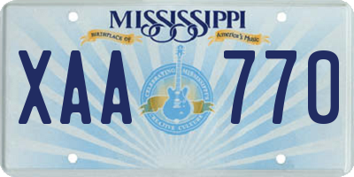 MS license plate XAA770