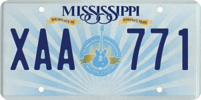 MS license plate XAA771