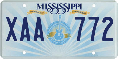 MS license plate XAA772