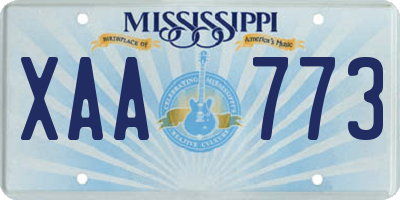 MS license plate XAA773
