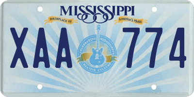 MS license plate XAA774