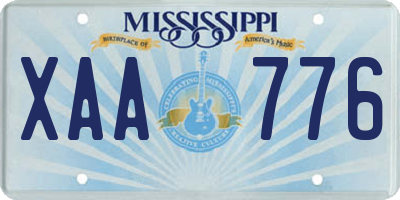 MS license plate XAA776
