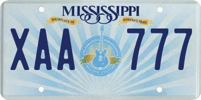 MS license plate XAA777
