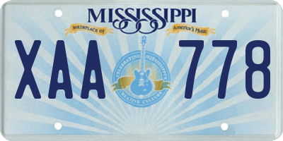 MS license plate XAA778
