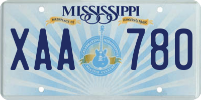 MS license plate XAA780