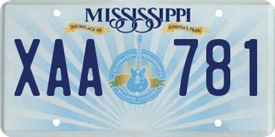 MS license plate XAA781