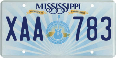 MS license plate XAA783