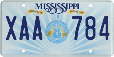 MS license plate XAA784