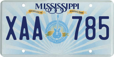 MS license plate XAA785