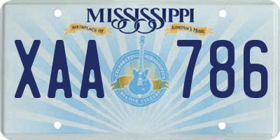 MS license plate XAA786