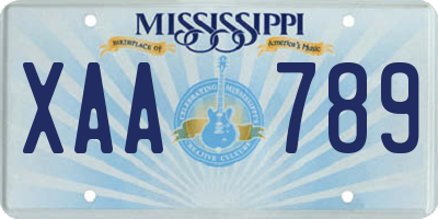MS license plate XAA789