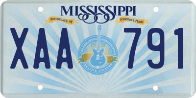 MS license plate XAA791