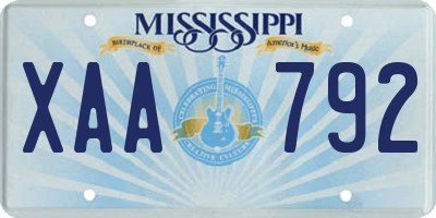 MS license plate XAA792