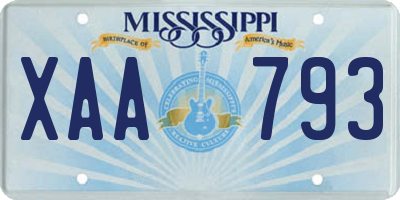 MS license plate XAA793