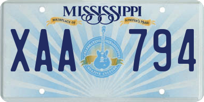MS license plate XAA794