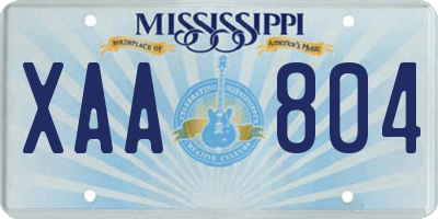 MS license plate XAA804