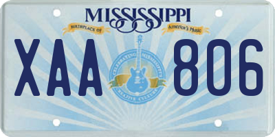 MS license plate XAA806