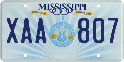 MS license plate XAA807