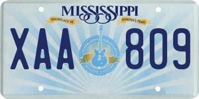 MS license plate XAA809