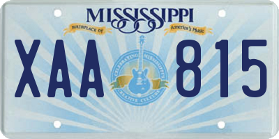 MS license plate XAA815
