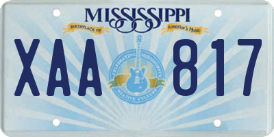 MS license plate XAA817