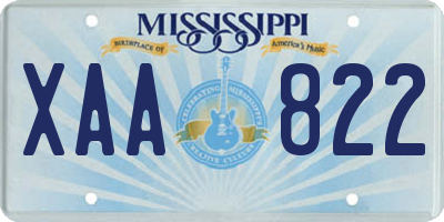 MS license plate XAA822