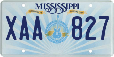 MS license plate XAA827