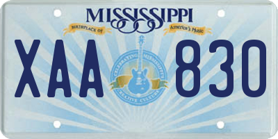 MS license plate XAA830