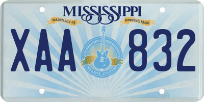 MS license plate XAA832