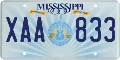 MS license plate XAA833