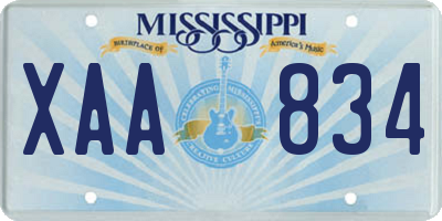 MS license plate XAA834