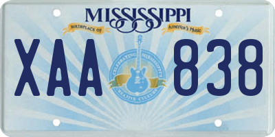 MS license plate XAA838