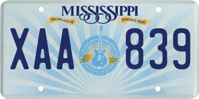 MS license plate XAA839