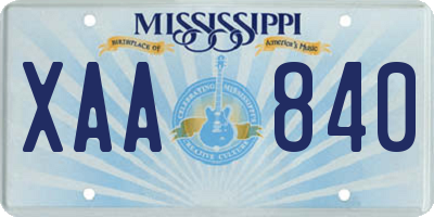 MS license plate XAA840