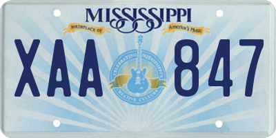 MS license plate XAA847
