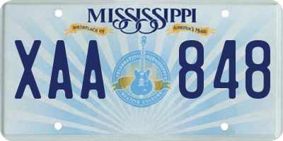 MS license plate XAA848