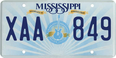 MS license plate XAA849