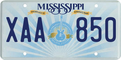 MS license plate XAA850